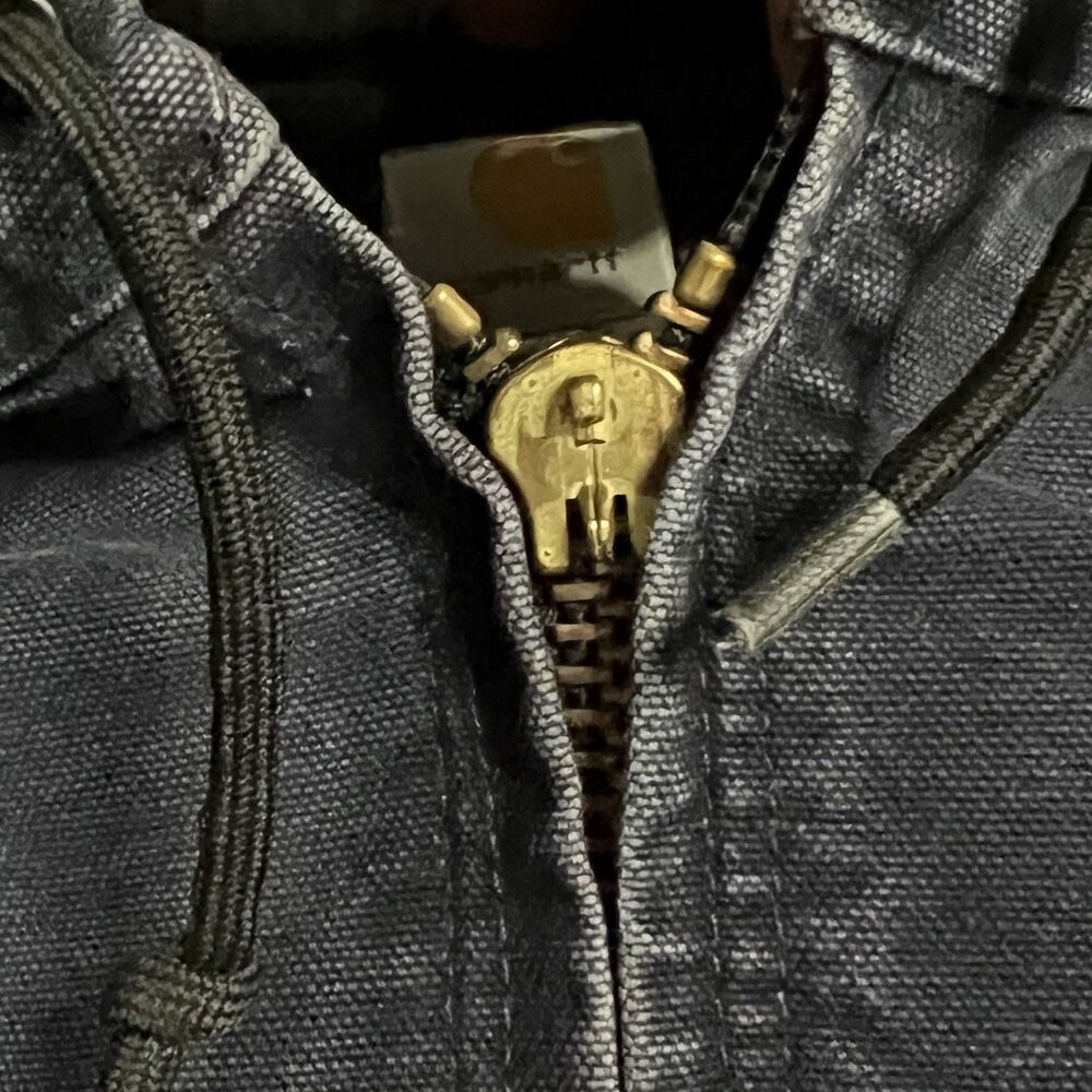 Vintage Carhartt Jacket Mens 3XL Tall Navy Hooded Canvas Lined Work J130 MDT - Picture 2 of 16